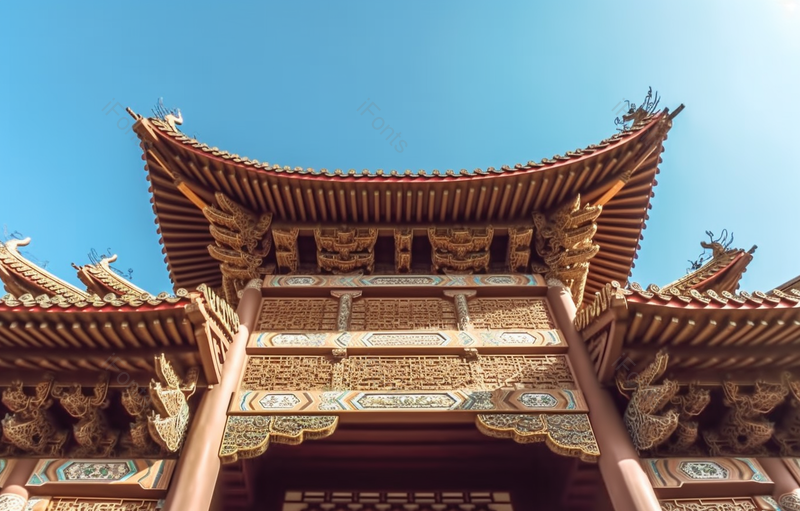 中古传统古建筑老建筑之美宫殿古楼蓝色的天空背景实拍仰拍视角图像摄影,高清,摄影图,摄影图片,图片大全,摄影图免费下载